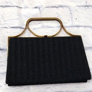 🔵BOGO FREE🔵 Vintage Block Black Cloth Snap Purse Bag Metal Handle